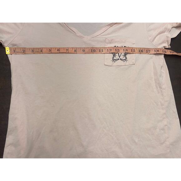 Victoria's Secret Light‎ Pink Long Sleep Shirt Short Sleeve VS Logo Pocket Small - Picture 7 of 8